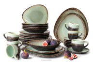 Zestaw obiadowo-kawowy ręcznie szkliwiony 6 os. (30 el.) szałwiowy