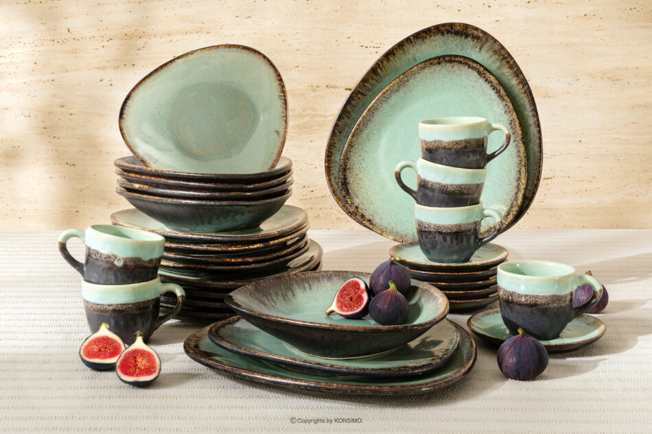 PRIMA Zestaw obiadowo-kawowy ręcznie szkliwiony 6 os. (30 el.) szałwiowy szałwiowy - zdjęcie 1