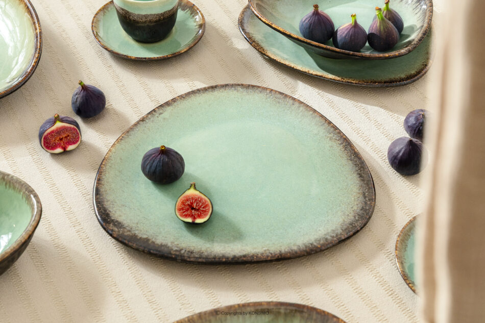 PRIMA Zestaw obiadowo-kawowy z ceramiki ręcznie szkliwiony 6 os. (30 el.) szałwiowy szałwiowy - zdjęcie 16