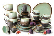 Zestaw kawowo-śniadaniowy 6 os. (42 el.) szałwiowy