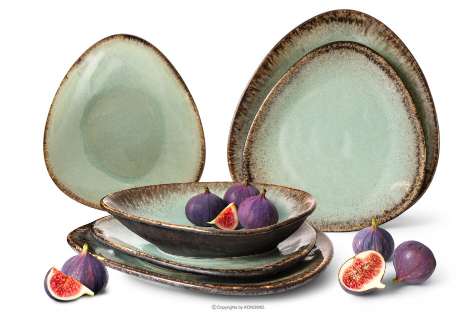 PRIMA Zestaw obiadowy ręcznie szkliwiony 2os. (6 el.) szałwiowy szałwiowy - zdjęcie 0