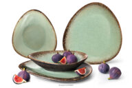 Zestaw obiadowy ręcznie szkliwiony dla 2 osób (4 el.) szałwiowy