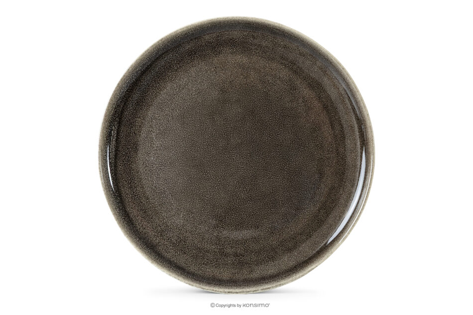 EDA Talerz obiadowy z ceramiki w stylu rustykalnym brązowy/szary/beżowy brązowy/szary/beżowy - zdjęcie 3