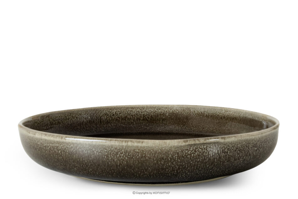 EDA Talerz głęboki z ceramiki w stylu rustykalnym brązowy/szary/beżowy brązowy/szary/beżowy - zdjęcie 0