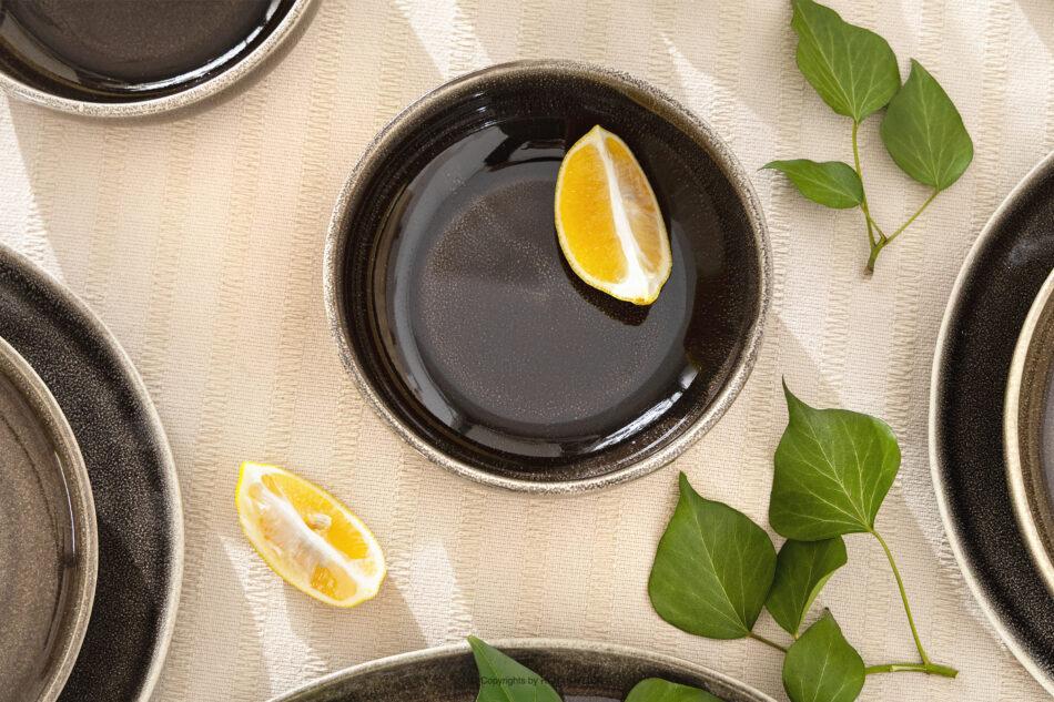 EDA Miska z ceramiki w stylu rustykalnym brązowy/szary/beżowy brązowy/szary/beżowy - zdjęcie 6