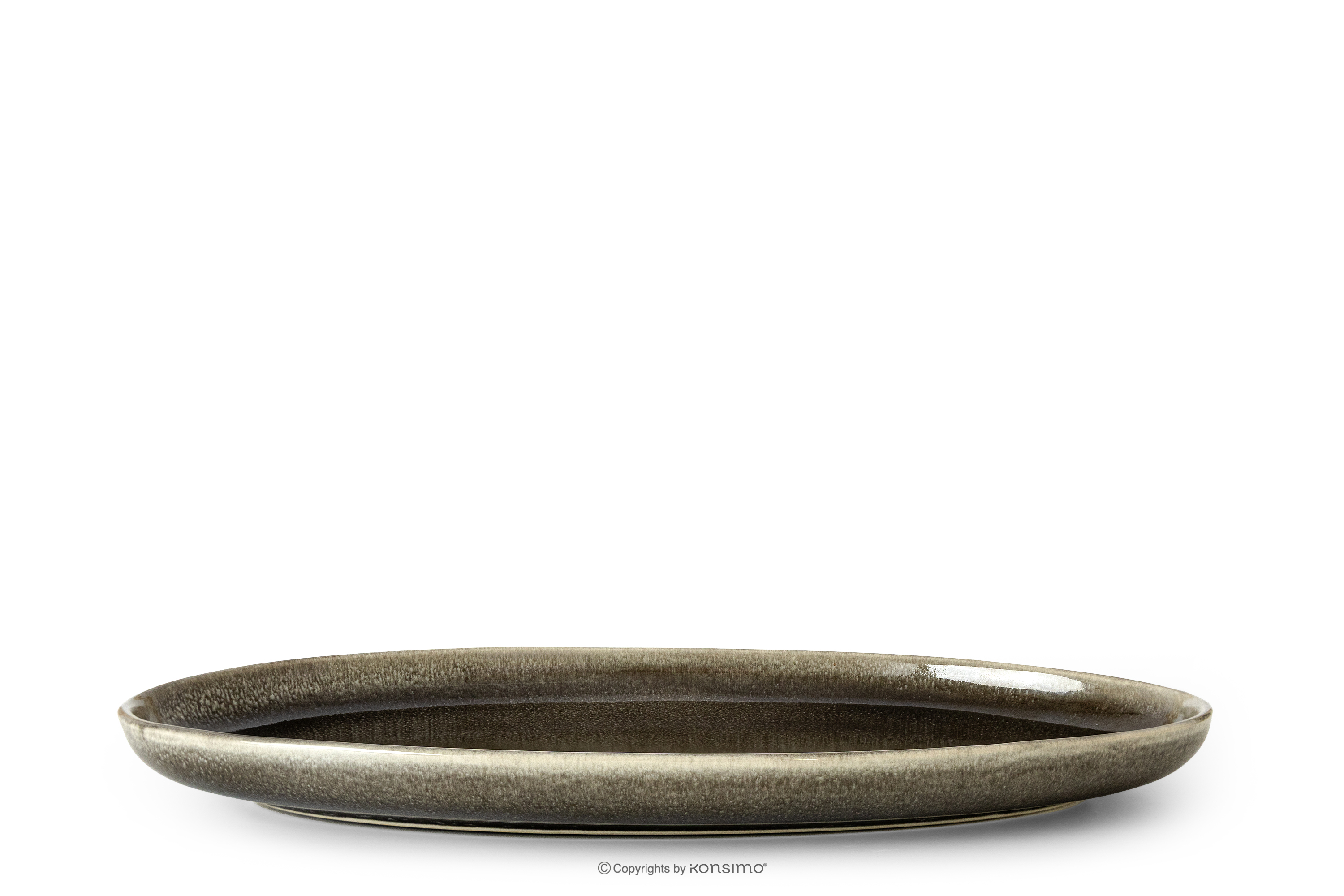 Półmisek z ceramiki w stylu rustykalnym brązowy/szary/beżowy