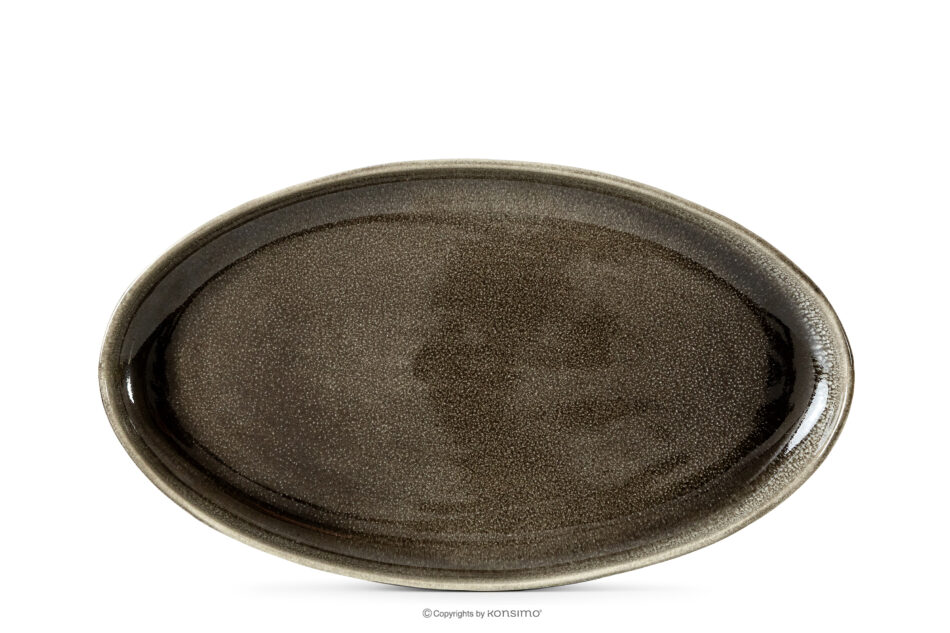 EDA Półmisek z ceramiki w stylu rustykalnym brązowy/szary/beżowy brązowy/szary/beżowy - zdjęcie 4