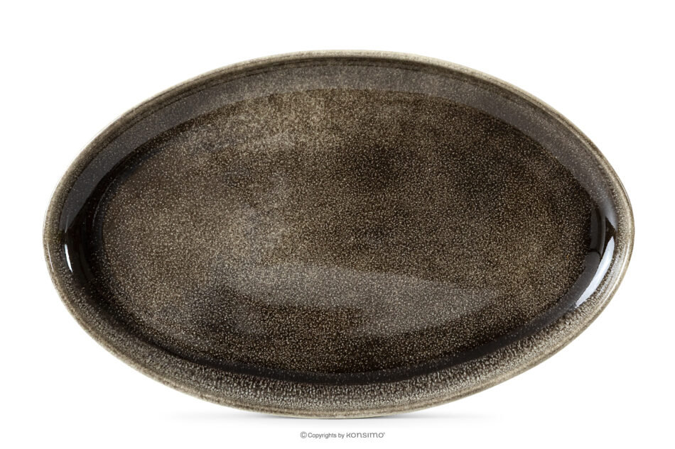 EDA Półmisek z ceramiki w stylu rustykalnym brązowy/szary/beżowy brązowy/szary/beżowy - zdjęcie 4