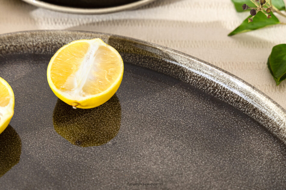 EDA Półmisek z ceramiki w stylu rustykalnym brązowy/szary/beżowy brązowy/szary/beżowy - zdjęcie 5