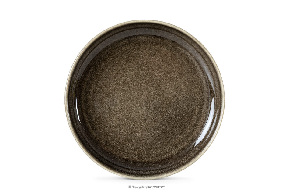 EDA Talerz deserowy 6 szt. z ceramiki w stylu rustykalnym brązowy/szary/beżowy brązowy/szary/beżowy - zdjęcie 4