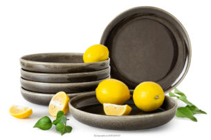 EDA, https://konsimo.pl/kolekcja/eda/ Talerz głęboki 6 szt. z ceramiki w stylu rustykalnym brązowy/szary/beżowy brązowy/szary/beżowy - zdjęcie