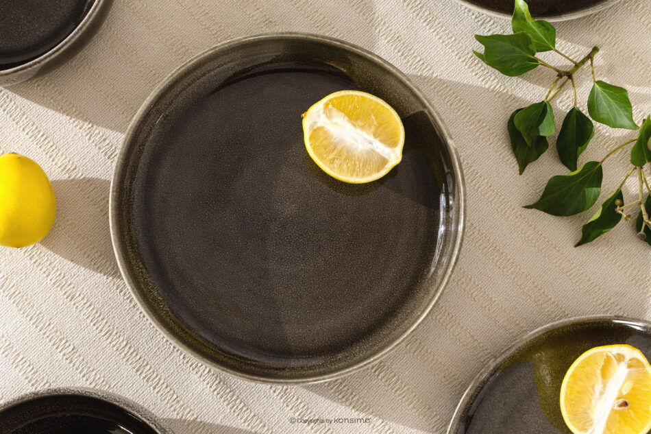 EDA Talerz głęboki 6 szt. z ceramiki w stylu rustykalnym brązowy/szary/beżowy brązowy/szary/beżowy - zdjęcie 8