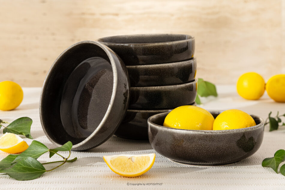 EDA Miska 6 szt. z ceramiki w stylu rustykalnym brązowy/szary/beżowy brązowy/szary/beżowy - zdjęcie 1