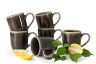 Kubek 6 szt. z ceramiki w stylu rustykalnym brązowy/szary/beżowy