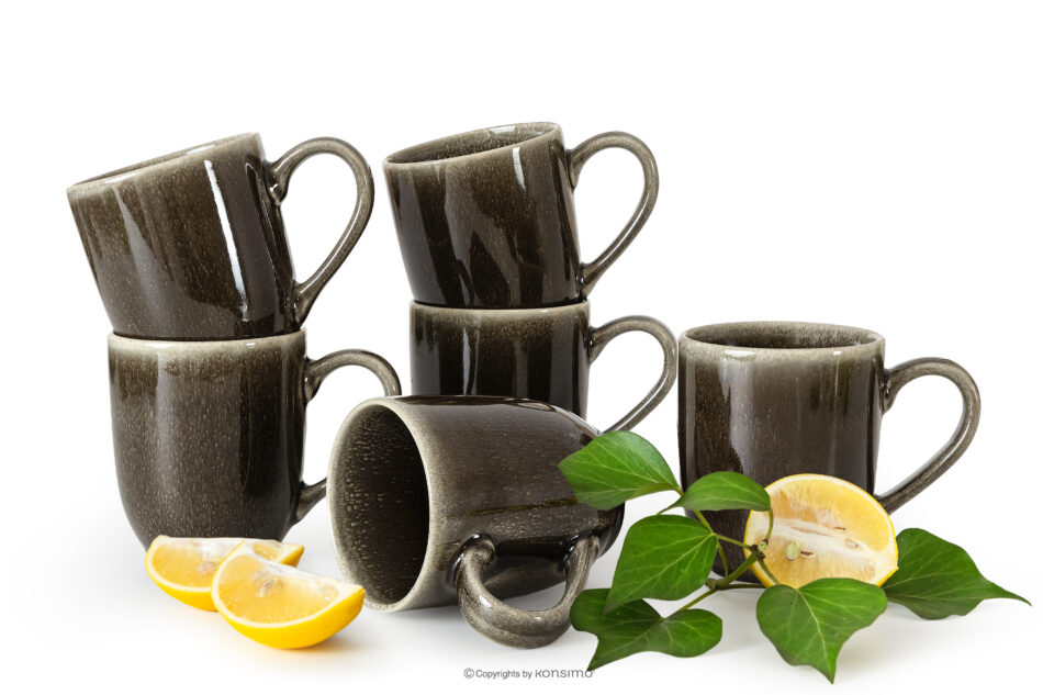 EDA Kubek 6 szt. z ceramiki w stylu rustykalnym brązowy/szary/beżowy brązowy/szary/beżowy - zdjęcie 0