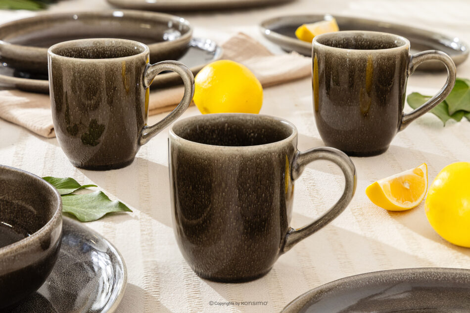 EDA Kubek 6 szt. z ceramiki w stylu rustykalnym brązowy/szary/beżowy brązowy/szary/beżowy - zdjęcie 5