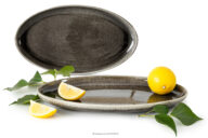 Zestaw półmisków (2 szt.) z ceramiki w stylu rustykalnym brązowy/szary/beżowy