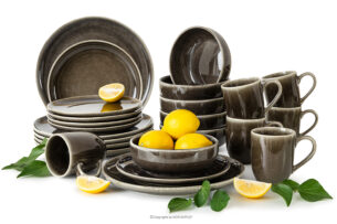 EDA, https://konsimo.pl/kolekcja/eda/ Zestaw obiadowy 6 os. (24 el.) z ceramiki w stylu rustykalnym brązowy/szary/beżowy brązowy/szary/beżowy - zdjęcie