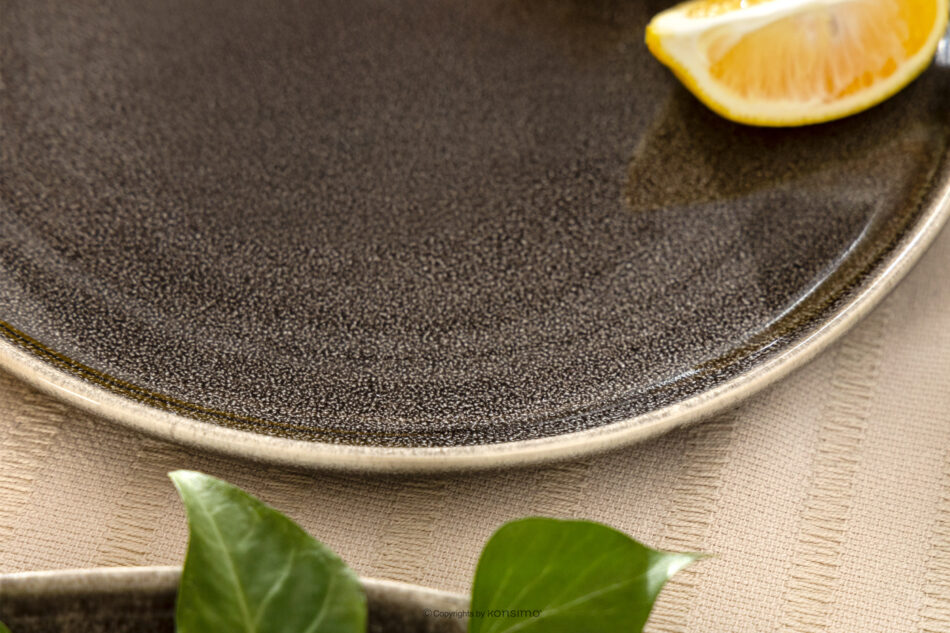 EDA Zestaw obiadowy 6 os. (24 el.) z ceramiki w stylu rustykalnym brązowy/szary/beżowy brązowy/szary/beżowy - zdjęcie 11