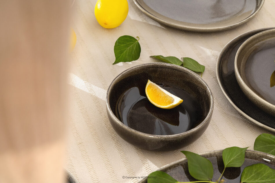 EDA Zestaw obiadowy 6 os. (24 el.) z ceramiki w stylu rustykalnym brązowy/szary/beżowy brązowy/szary/beżowy - zdjęcie 13