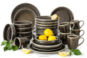 EDA, https://konsimo.pl/kolekcja/eda/ Zestaw obiadowy 6 os. (30 el.) z ceramiki w stylu rustykalnym brązowy/szary/beżowy brązowy/szary/beżowy - zdjęcie