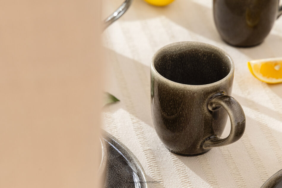 EDA Zestaw śniadaniowy 6 os. (12 el.) z ceramiki w stylu rustykalnym brązowy/szary/beżowy brązowy/szary/beżowy - zdjęcie 11