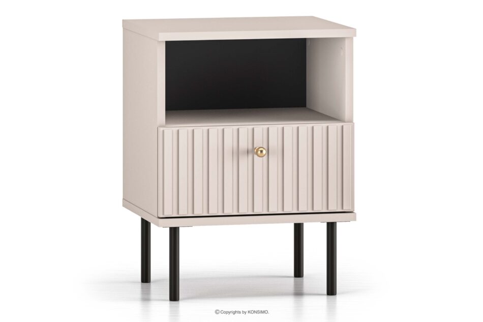 DROMA Wąski elegancki stolik nocny w kolorze kremowym kremowy - zdjęcie 0