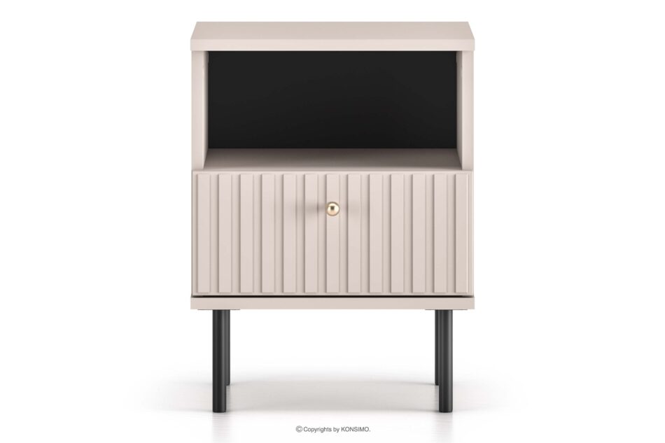 DROMA Wąski elegancki stolik nocny w kolorze kremowym kremowy - zdjęcie 2