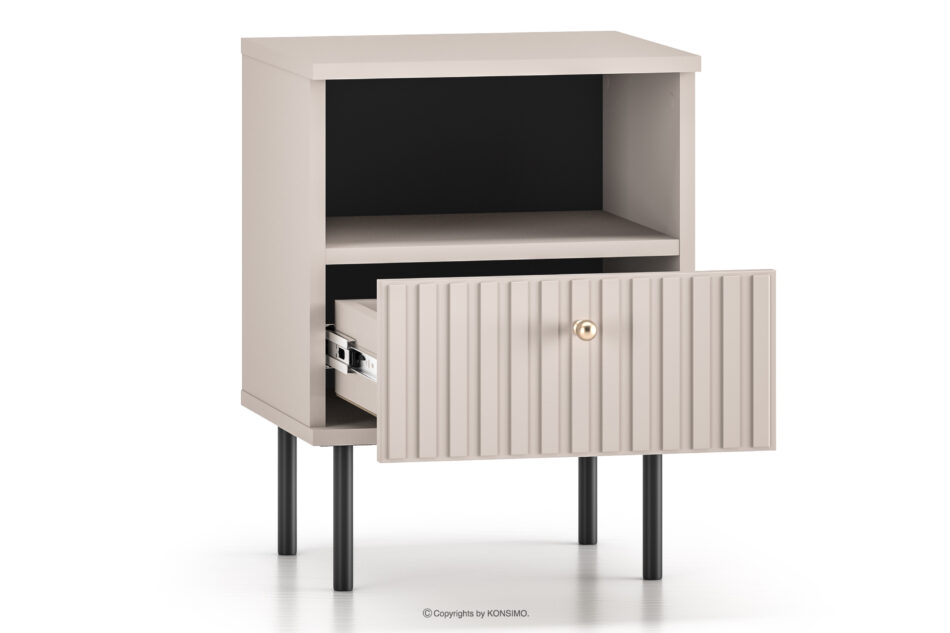 DROMA Wąski elegancki stolik nocny w kolorze kremowym kremowy - zdjęcie 3