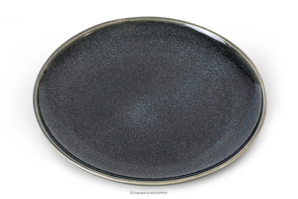 EDA Talerz deserowy z ceramiki w stylu rustykalnym niebieski/szary/beżowy niebieski/szary/beżowy - zdjęcie 2