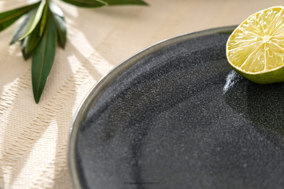 EDA Talerz deserowy z ceramiki w stylu rustykalnym niebieski/szary/beżowy niebieski/szary/beżowy - zdjęcie 6