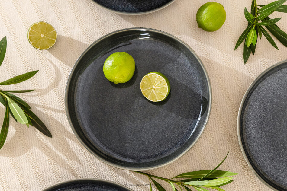 EDA Talerz głęboki z ceramiki w stylu rustykalnym niebieski/szary/beżowy niebieski/szary/beżowy - zdjęcie 5