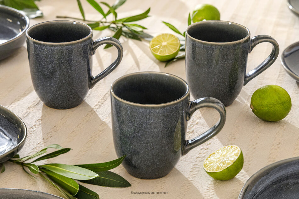 EDA Kubek z ceramiki w stylu rustykalnym niebieski/szary/beżowy niebieski/szary/beżowy - zdjęcie 1