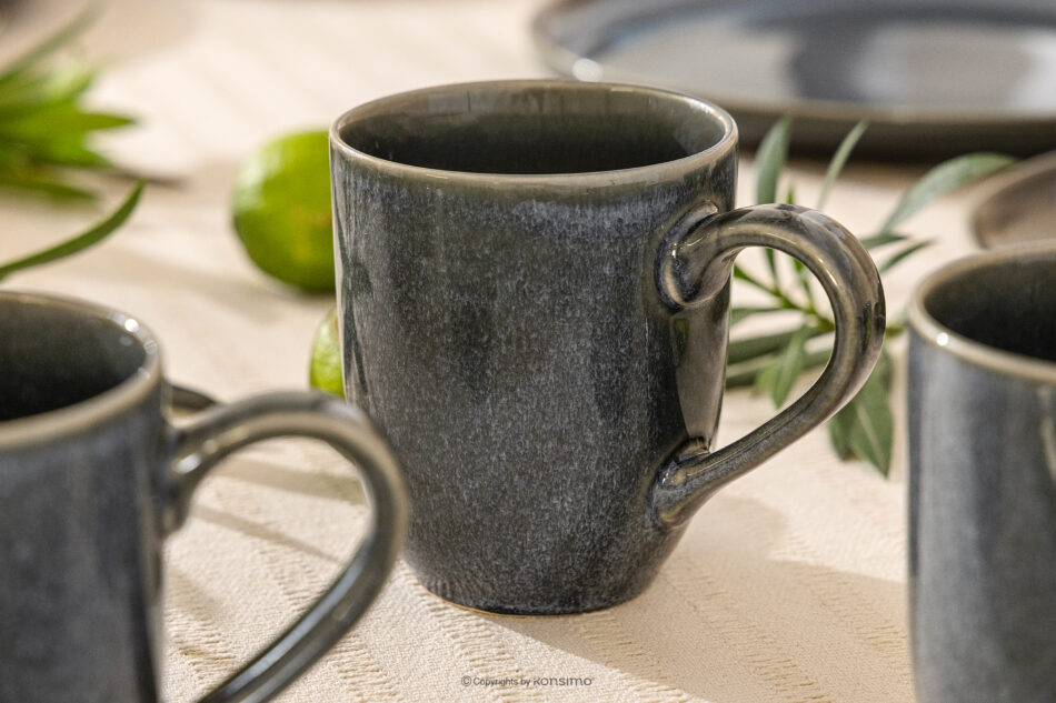 EDA Kubek z ceramiki w stylu rustykalnym niebieski/szary/beżowy niebieski/szary/beżowy - zdjęcie 4