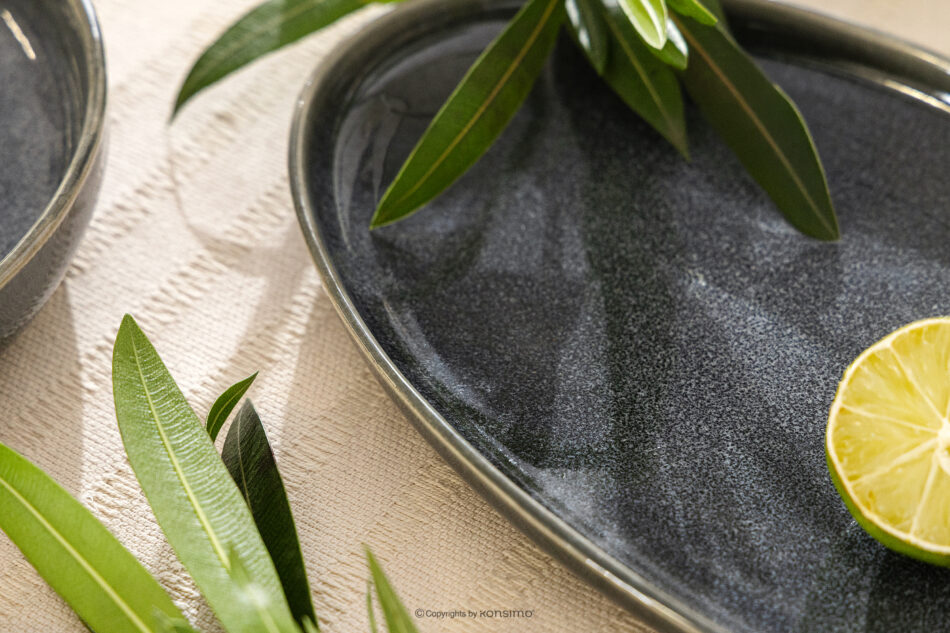 EDA Półmisek z ceramiki w stylu rustykalnym niebieski/szary/beżowy niebieski/szary/beżowy - zdjęcie 6