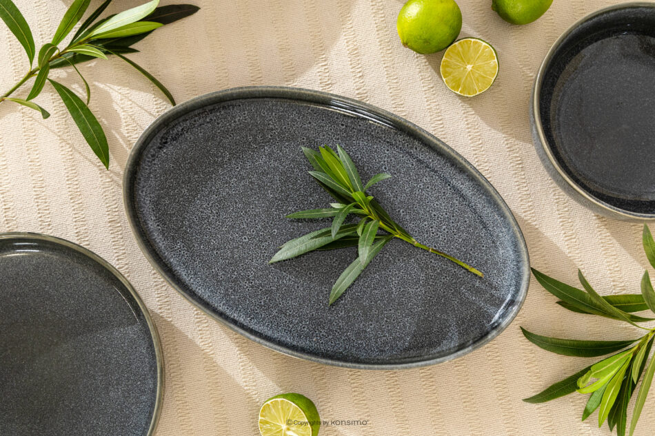 EDA Półmisek z ceramiki w stylu rustykalnym niebieski/szary/beżowy niebieski/szary/beżowy - zdjęcie 5