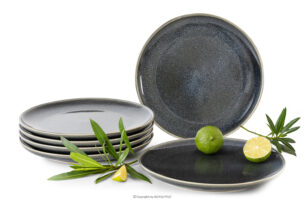 EDA, https://konsimo.pl/kolekcja/eda/ Talerz deserowy 6 szt. z ceramiki w stylu rustykalnym niebieski/szary/beżowy niebieski/szary/beżowy - zdjęcie