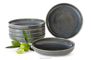 EDA, https://konsimo.pl/kolekcja/eda/ Talerz głęboki 6 szt. z ceramiki w stylu rustykalnym niebieski/szary/beżowy niebieski/szary/beżowy - zdjęcie