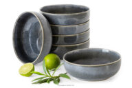 Miska 6 szt. z ceramiki w stylu rustykalnym niebieski/szary/beżowy