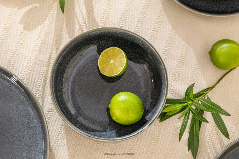 EDA Miska 6 szt. z ceramiki w stylu rustykalnym niebieski/szary/beżowy niebieski/szary/beżowy - zdjęcie 6