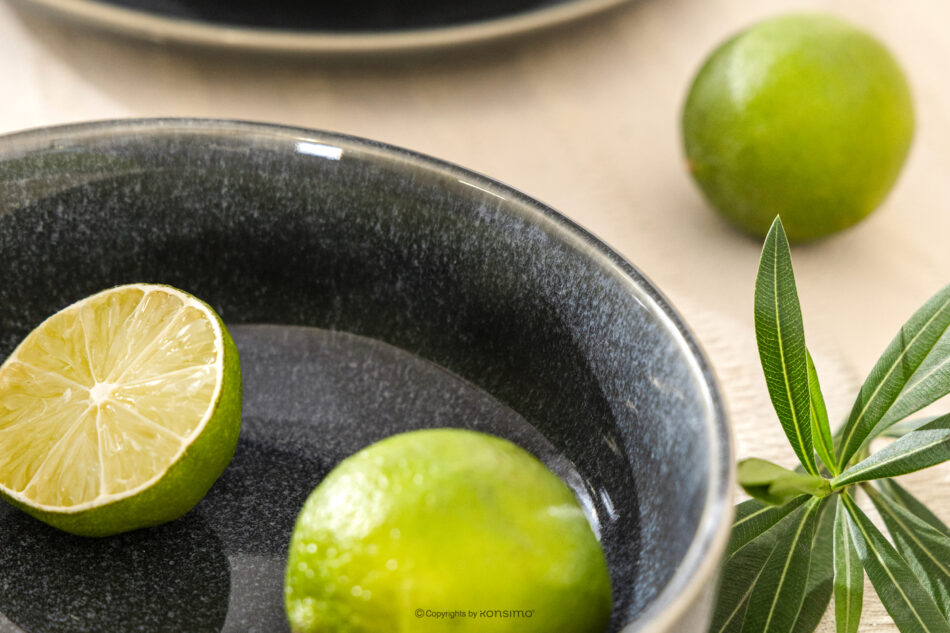 EDA Zestaw śniadaniowy 6 os. (18 el.) z ceramiki w stylu rustykalnym niebieski/szary/beżowy niebieski/szary/beżowy - zdjęcie 11