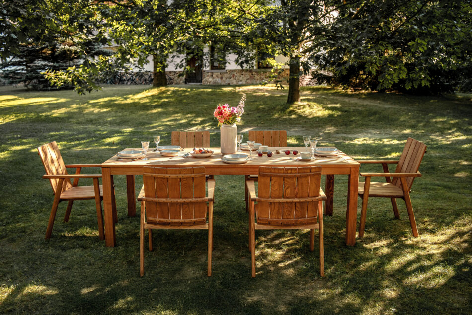 ORTUS Drewniany zestaw mebli ogrodowych krzesła i stół brązowy brązowy - zdjęcie 17