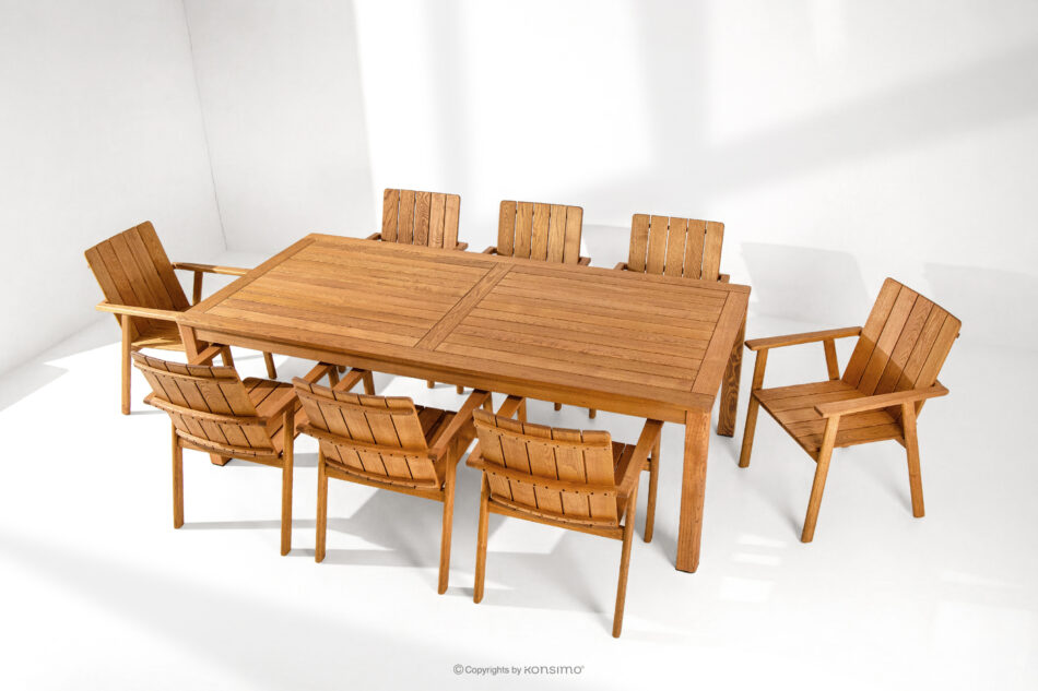 ORTUS Zestaw mebli ogrodowych z drewna stół z krzesłami brązowy brązowy - zdjęcie 1