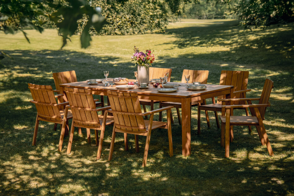 ORTUS Zestaw mebli ogrodowych z drewna stół z krzesłami brązowy brązowy - zdjęcie 17