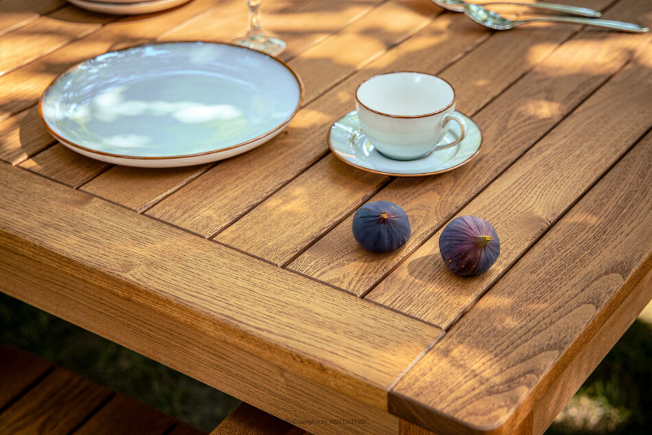 ORTUS Zestaw mebli ogrodowych z drewna stół z krzesłami brązowy brązowy - zdjęcie 18