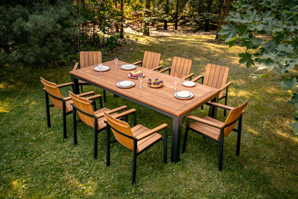 LENTI Duży drewniany stół ogrodowy brązowy/antracytowy brązowy/antracytowy - zdjęcie 6