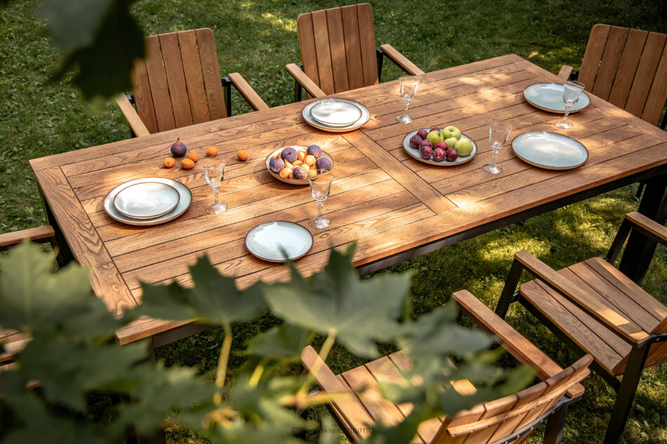 LENTI Duży drewniany stół ogrodowy brązowy/antracytowy brązowy/antracytowy - zdjęcie 7