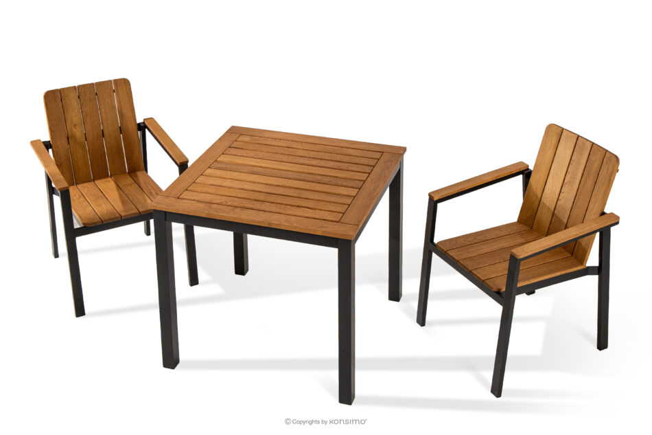 LENTI Drewniany mały stół ogrodowy z krzesłami 2szt brązowy/antracytowy - zdjęcie 0