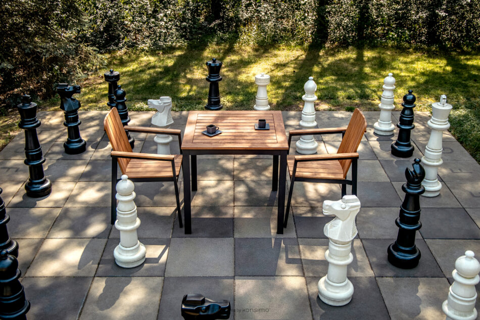 LENTI Drewniany mały stół ogrodowy z krzesłami 2szt brązowy/antracytowy - zdjęcie 16