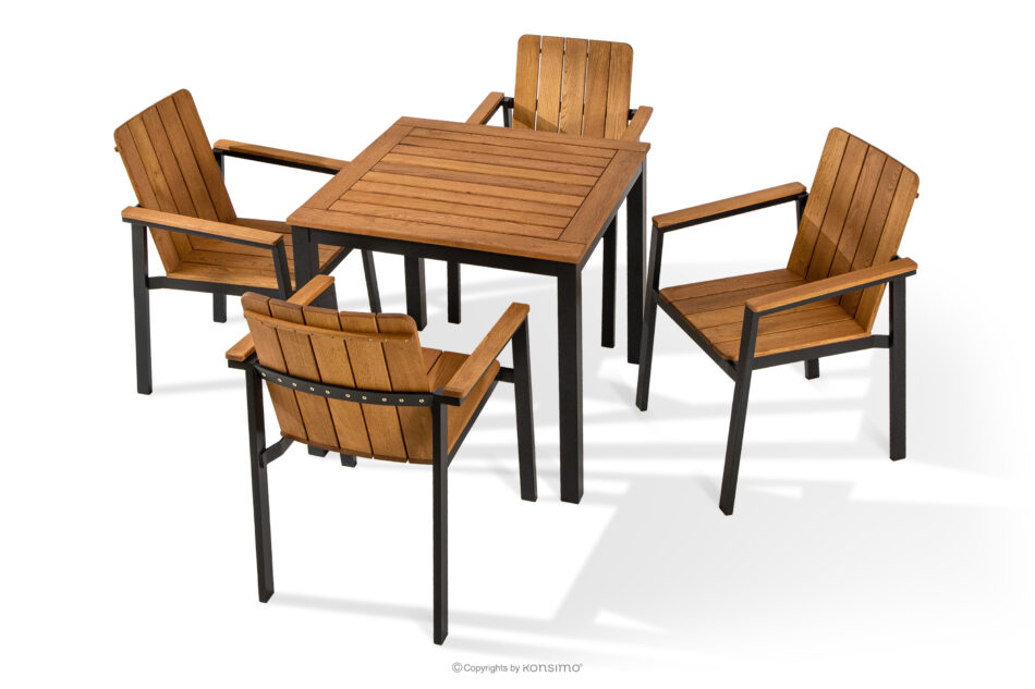 LENTI Drewniany mały stół ogrodowy z krzesłami 4szt brązowy/antracytowy - zdjęcie 0